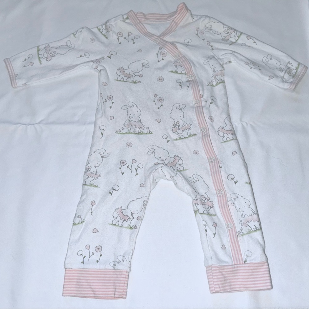 Bunnies by the Bay White and Pink Bunny Footie